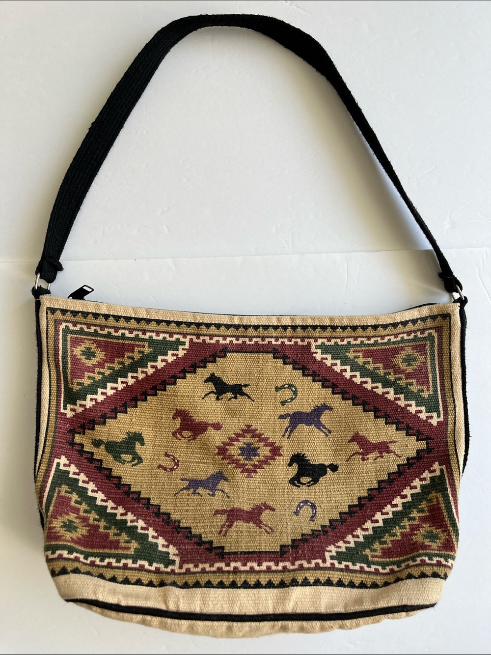 Horses Shoulder Bag Handwoven  Western Zip Top El Paso Saddle Blanket Co
